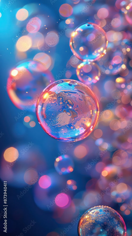 Pastel Blue Background with Soap Bubbles Pastel Blue Background with Soap Bubbles