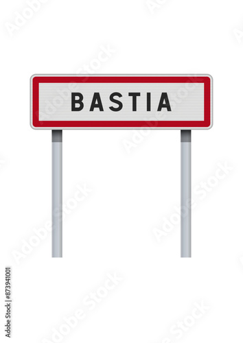 Panneau d'entrée de la ville de Bastia (Haute-Corse) en vectoriel