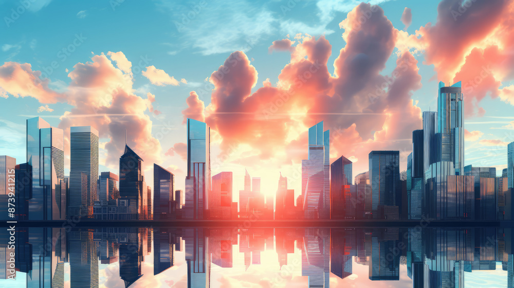 modern buildings overlooking a skyline and sky, generative ai modern buildings overlooking a skyline and sky, generative ai