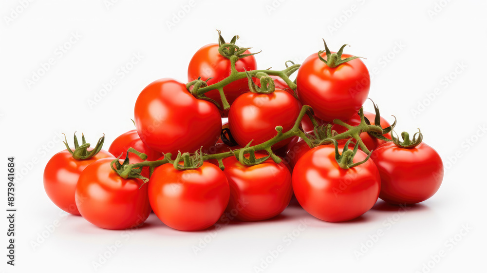 Lot of tomatoes in white background, generative ai Lot of tomatoes in white background, generative ai