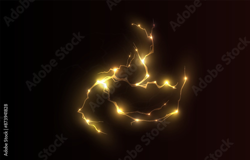 Light yellow isolated vector lightning png. Realistic natural neon lightning effect Thunder storm. Strength Energy charge Thunder. Blitz Lightning Thunder Light Sparks Storm Flash	
