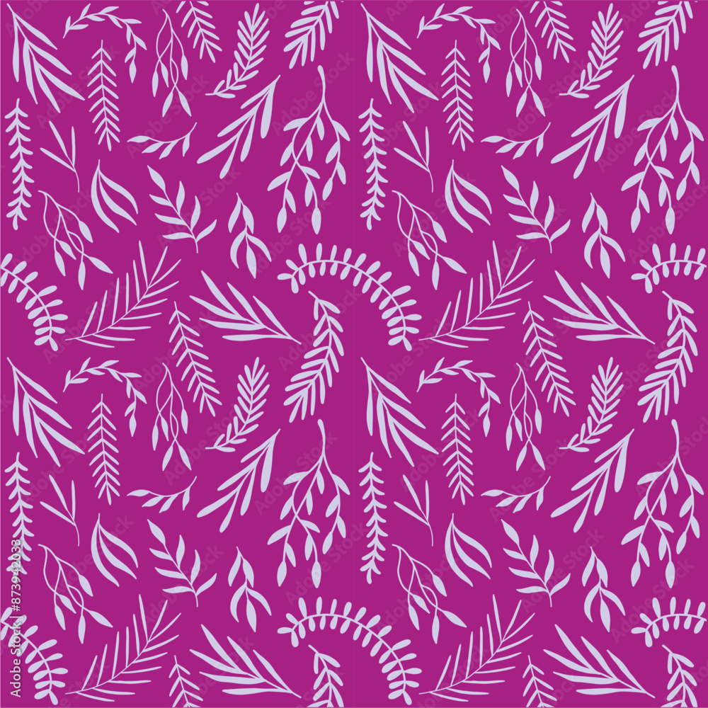 Fototapeta premium Seamless leaf pattern on pastel background. Cute flower design for card, wallpaper, fabric, textile, fashion, flyer, banner, cover, and more.