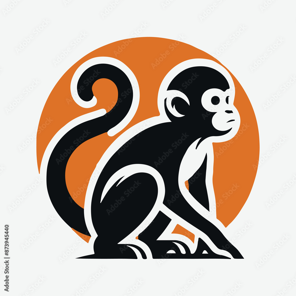 Fototapeta premium Majestic Monkey Silhouette Logo: Symbolizing Strength and Agility