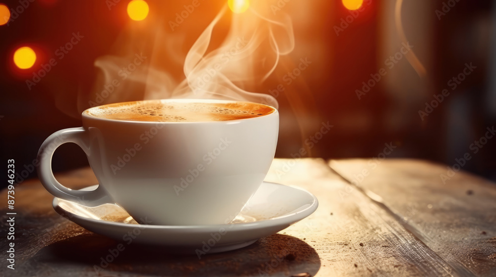 coffee drink latte, cup of coffee cup with smoke on table background stock photo., generative ai coffee drink latte, cup of coffee cup with smoke on table background stock photo., generative ai