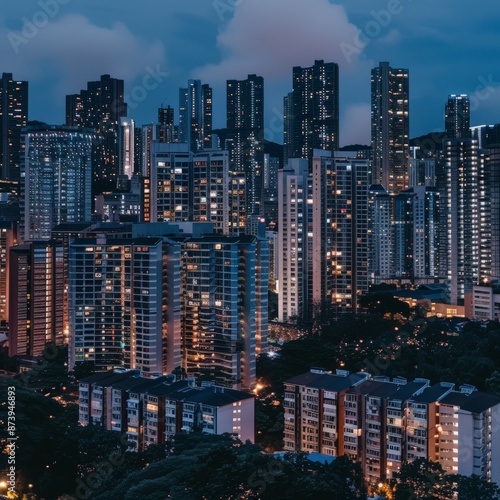 Glowing Cityscape: Real Estate Website Background