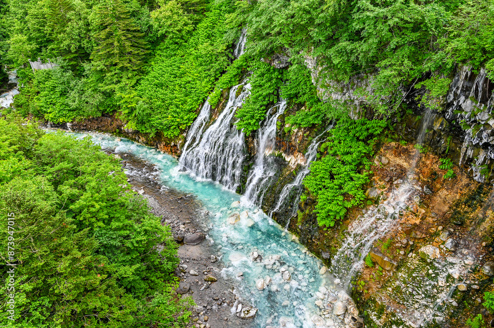 北海道美瑛の白ひげの滝 北海道美瑛の白ひげの滝