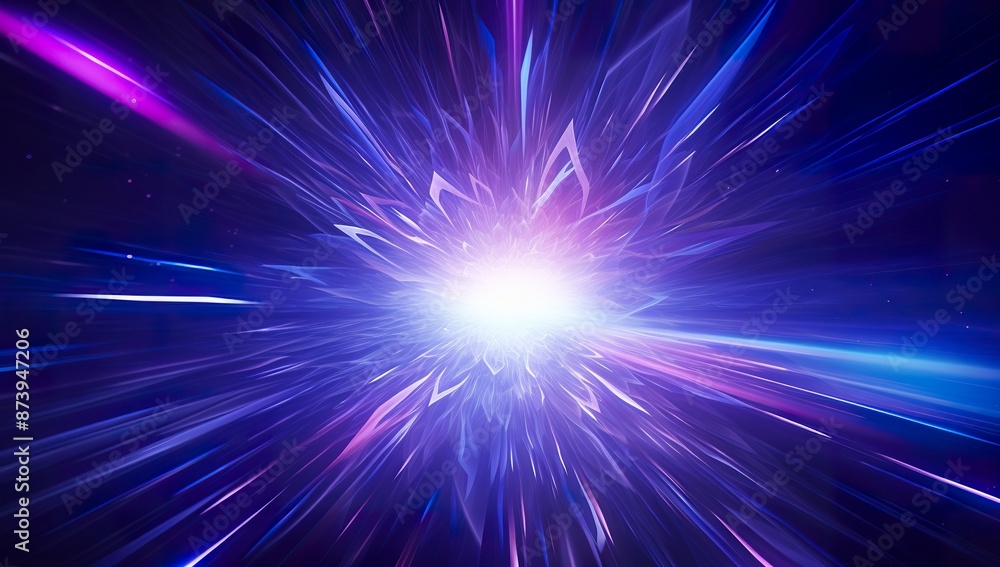 abstract neon light rays background with blue and purple glowing lines in space tunnel. Glowing flare from speed motion abstract neon light rays background with blue and purple glowing lines in space tunnel. Glowing flare from speed motion