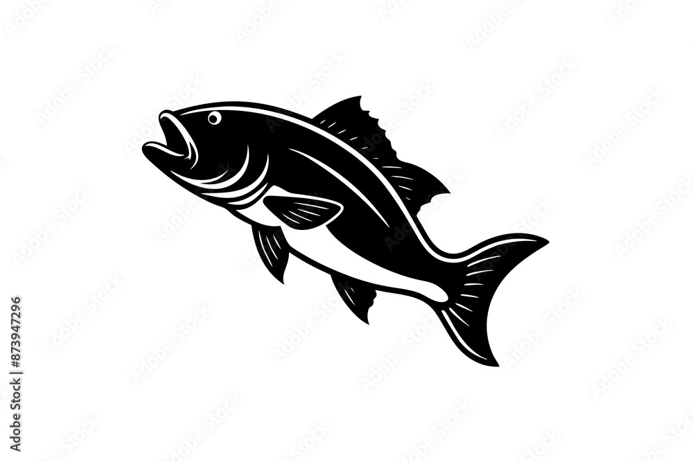 bass fish silhouette vector illustration on white background bass fish silhouette vector illustration on white background