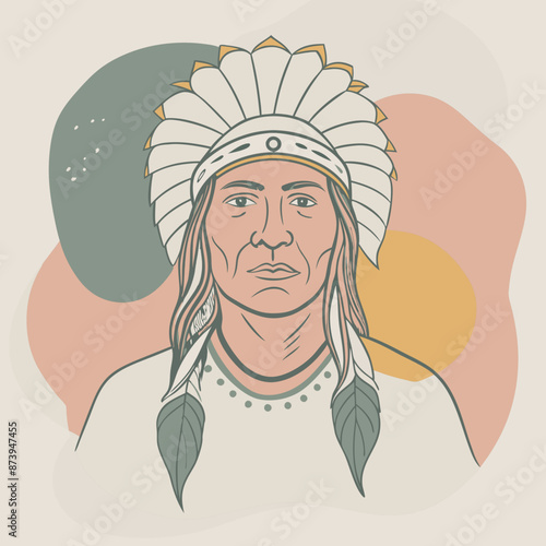 illustration of native american chief warrior