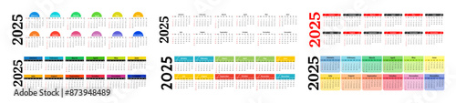 Calendar for 2025 isolated on a white background
