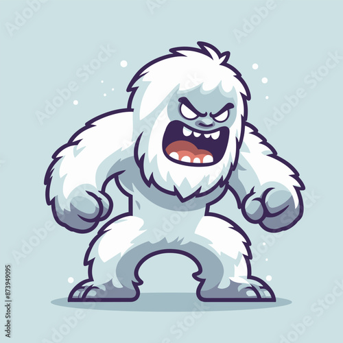 Hand drawn yeti cartoon snowman illustration