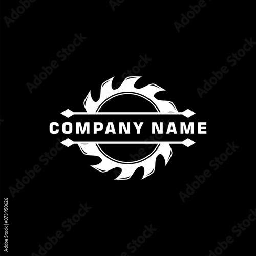 circular saw logo design, sawing services, saw blades, woodworking tools