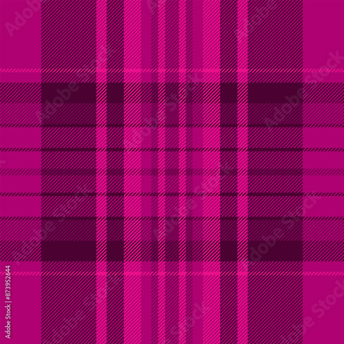 Screen fabric pattern tartan, printout check seamless background. Clan plaid texture vector textile in pink and dark colors.