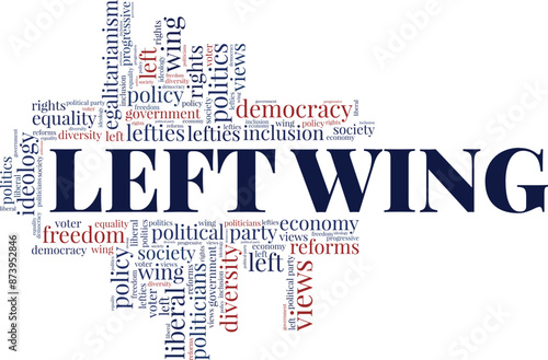 Left Wing word cloud conceptual design isolated on white background.