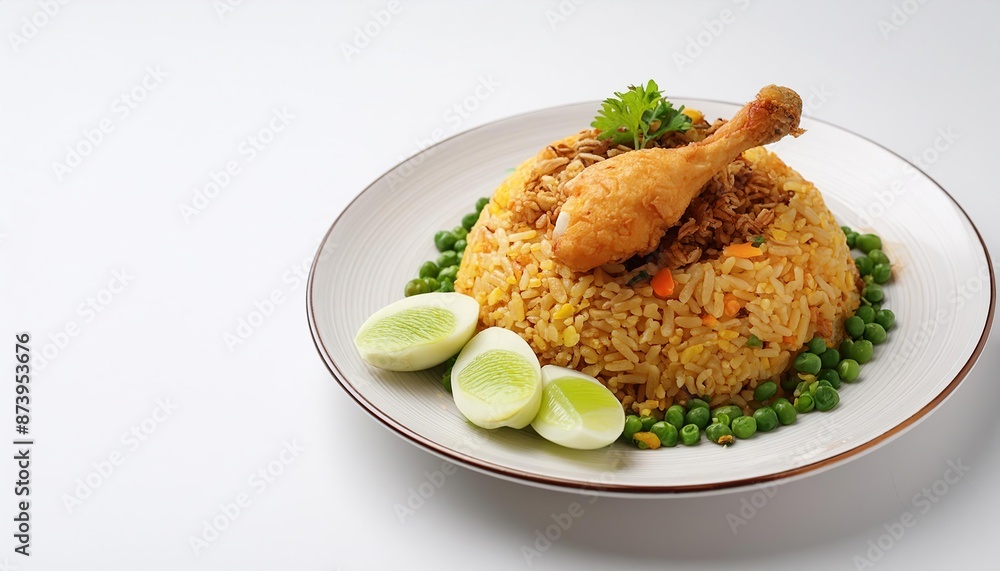 Delicious Fried Rice with Chicken Leg and Green Peas Delicious Fried Rice with Chicken Leg and Green Peas