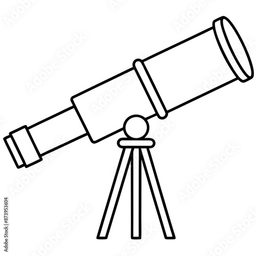 Telescope line art vector illustration design Isolated Coloring Page for Kids.