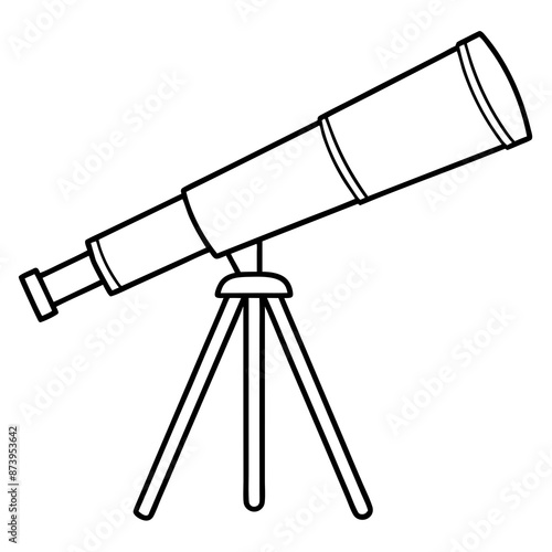 Telescope line art vector illustration design Isolated Coloring Page for Kids.
