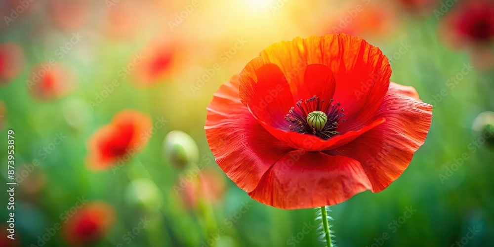 A close-up shot of a vibrant red poppy flower on Memorial Day , memorial, poppy, flower, remembrance, symbol, patriotic A close-up shot of a vibrant red poppy flower on Memorial Day , memorial, poppy, flower, remembrance, symbol, patriotic