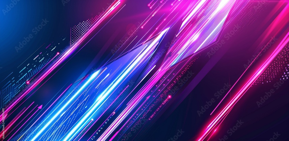 Background of unreal blue with neon rays, flashes of light, faces, and lines. Abstract background of the substrate. Background of unreal blue with neon rays, flashes of light, faces, and lines. Abstract background of the substrate.