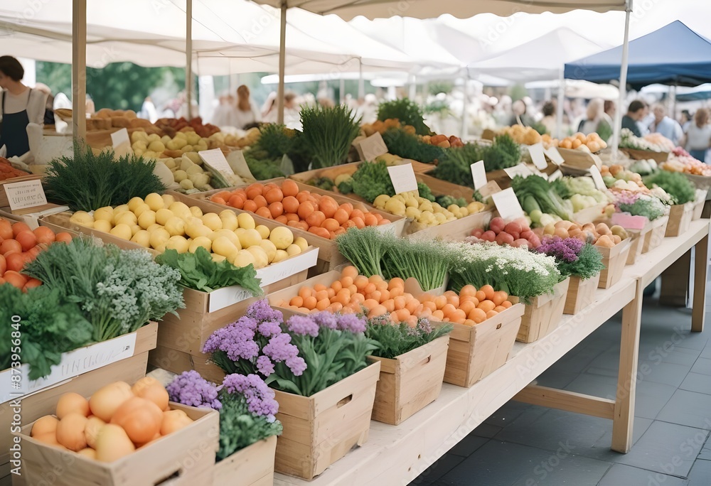 Outdoor market with fresh fruit and vegetables Outdoor market with fresh fruit and vegetables