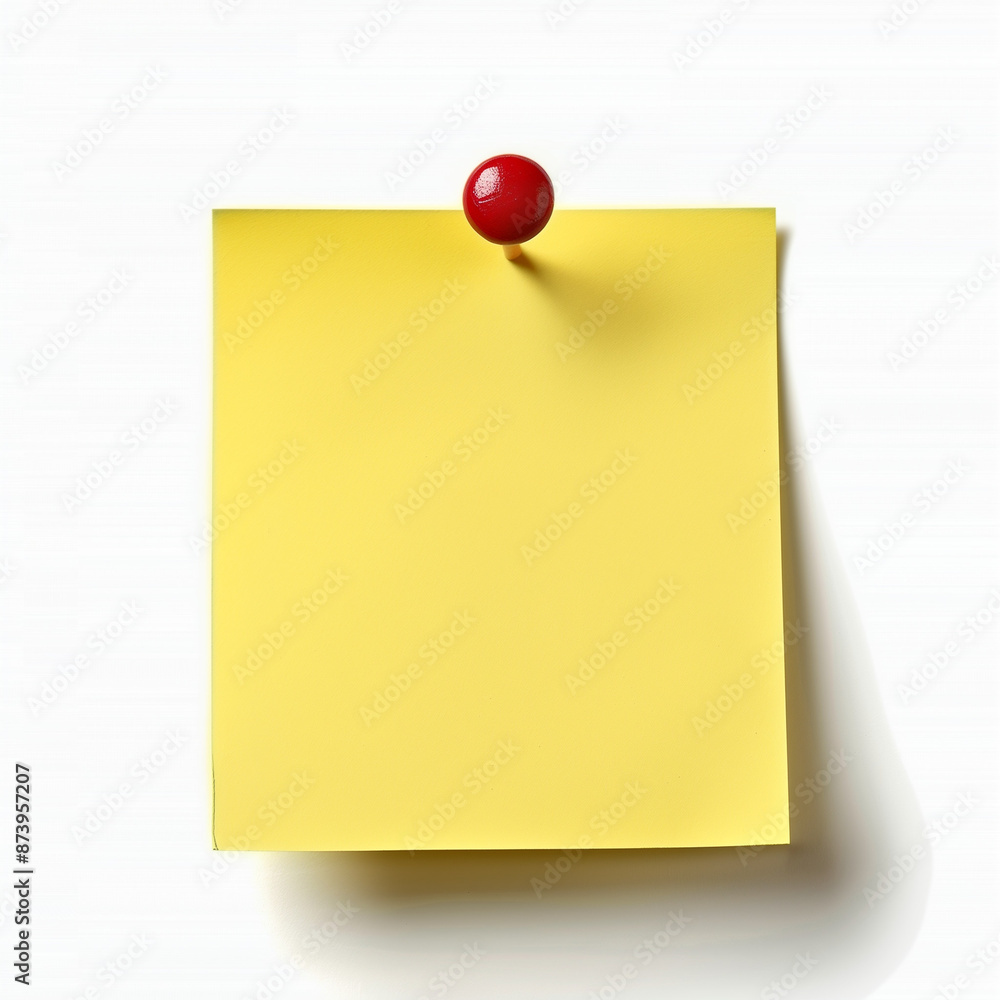 yellow sticky notes with red pin isolated on white background yellow sticky notes with red pin isolated on white background