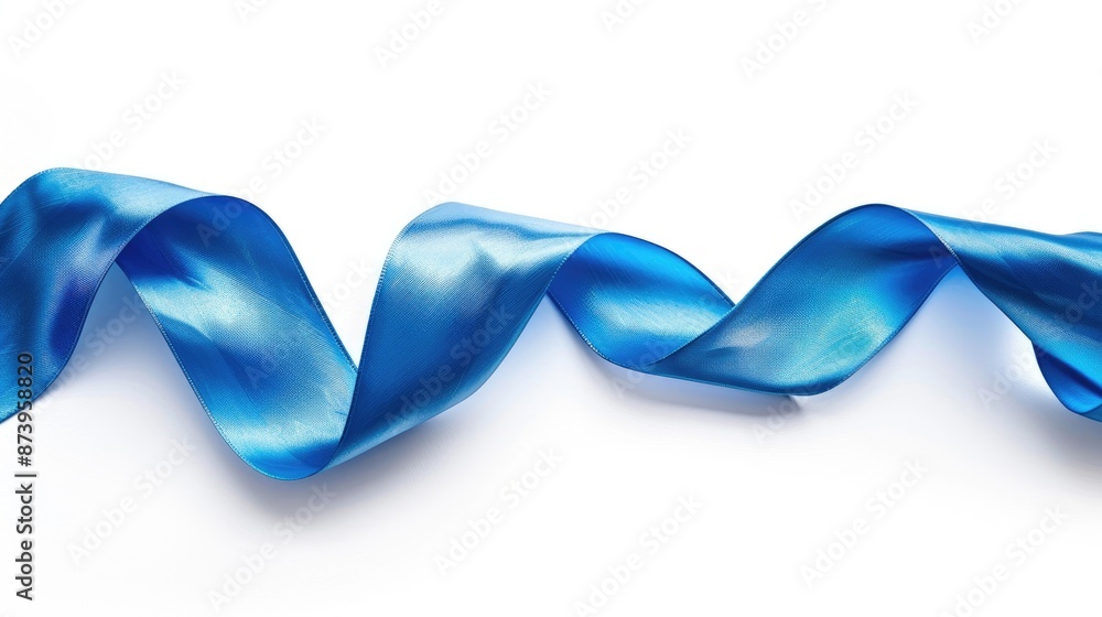 Ribbon in a shade of blue set against a white background Ribbon in a shade of blue set against a white background