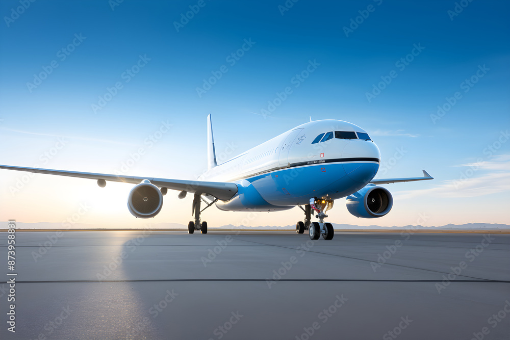 A Glimpse of Excellence: Commercial Jet-Engine Airliner on Runway A Glimpse of Excellence: Commercial Jet-Engine Airliner on Runway