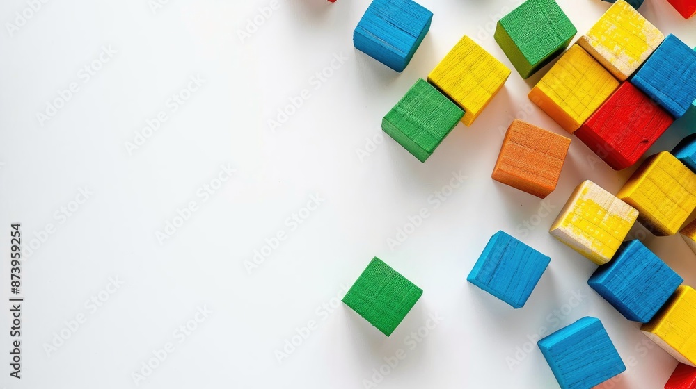 Obraz premium Space available with puzzle cubes on a white background