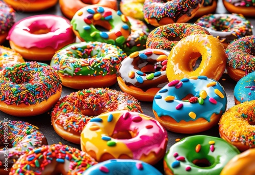 colorful sprinkles adorn glazed sweet dessert treat rainbow toppings, lgbtq, lgbt, pride, love, equality, donuts, bright, vibrant, multicolored, icing, confection, © Yaroslava