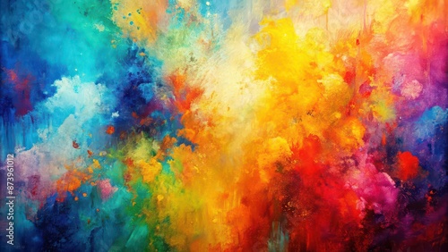 Abstract painting background with vibrant colors and textured layers, abstract, painting, background, texture, vibrant © Sujid