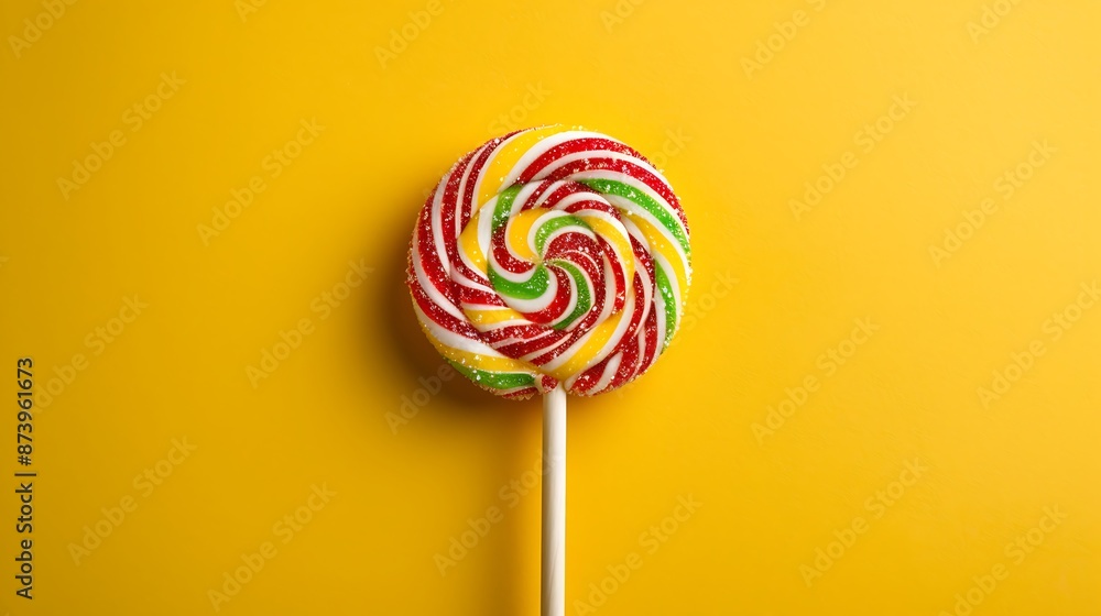 Candy lolypop on yellow and mustard background Candy lolypop on yellow and mustard background