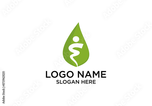 leaf and person logo, can be used for public health with leaf symbols, healthy logos, environmentally friendly symbols and others