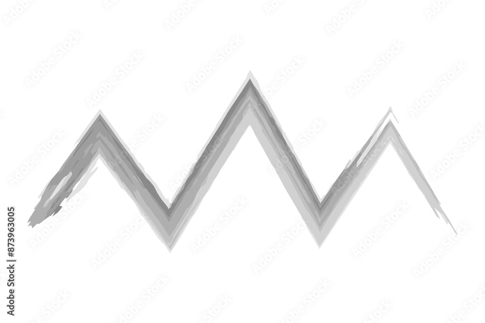 Zigzag. Sketch. A curved line with sharp corners. Hand drawn watercolor vector illustration. Outline on isolated white background. Doodle style. Idea for web design.