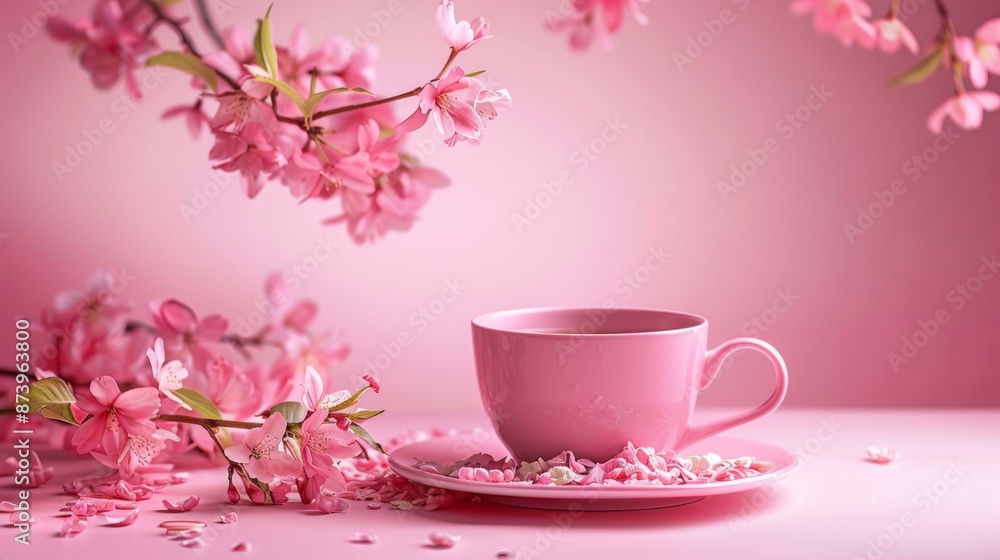 Elegant Pink Teacup with Blossoms Elegant Pink Teacup with Blossoms