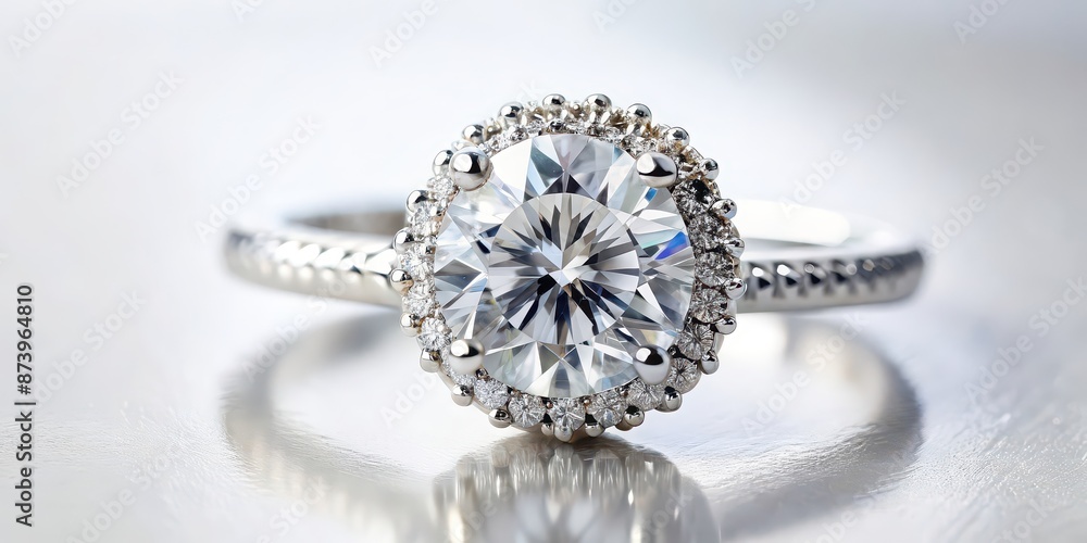 Close up of elegant diamond ring on a white background, jewelry, ring, diamond, elegant, luxury, fashion, accessory Close up of elegant diamond ring on a white background, jewelry, ring, diamond, elegant, luxury, fashion, accessory