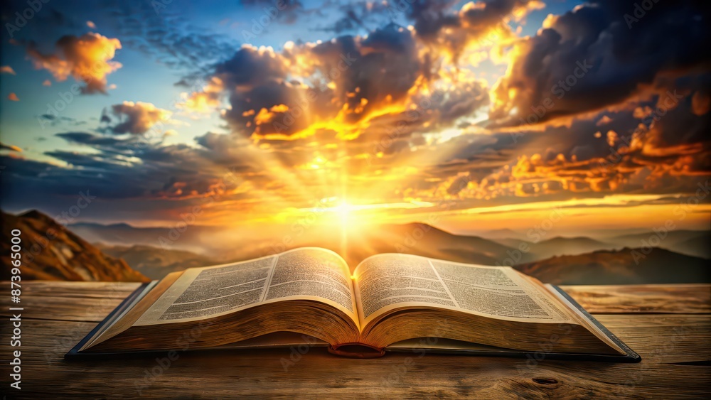 Fototapeta premium A visually striking stock photo featuring a creative interpretation of Bible verses from Genesis , Bible, verses