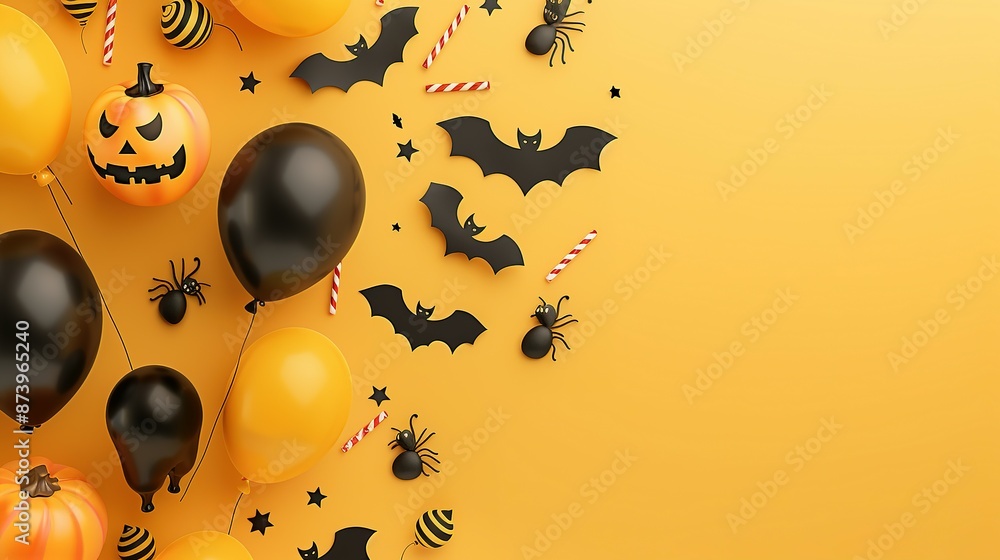 Fototapeta premium Halloween Party Decorations with Balloons and Bats