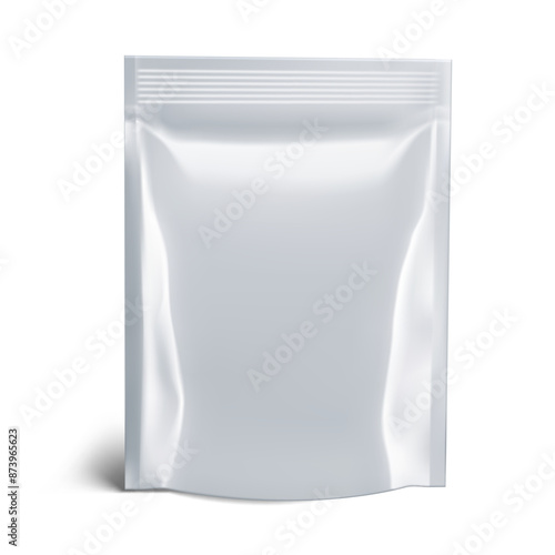 Realistic Blank Glossy Package Sachet Pouch Pack