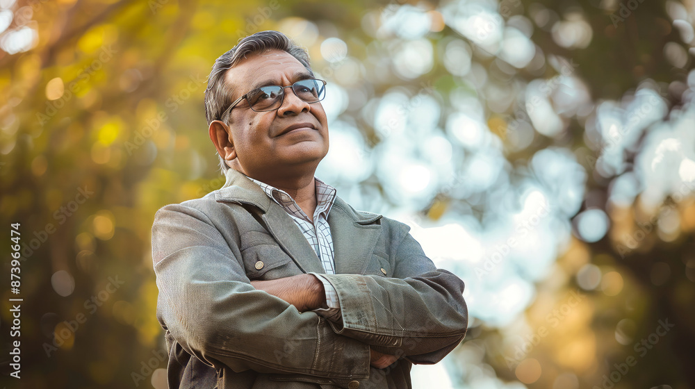 Happy indian man confidently standing with crossed hand Happy indian man confidently standing with crossed hand