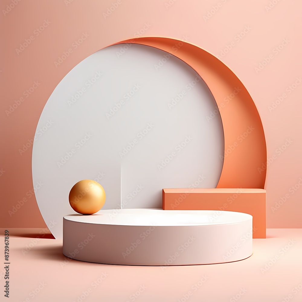Geometric podium for product display, Ai generated Geometric podium for product display, Ai generated