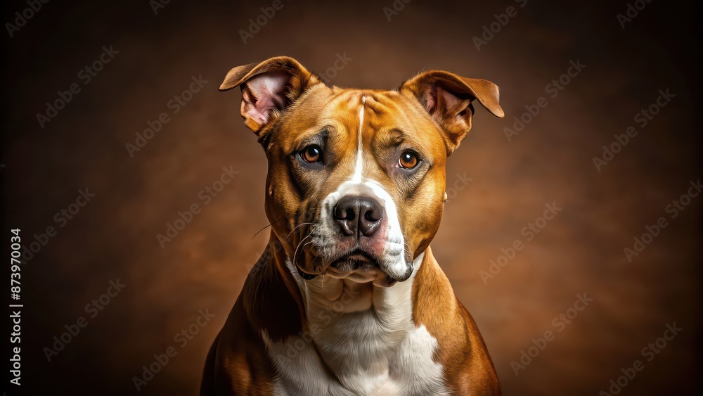 American Staffordshire Terrier posing in a studio on a brown background, dog, American Staffordshire Terrier, pet American Staffordshire Terrier posing in a studio on a brown background, dog, American Staffordshire Terrier, pet