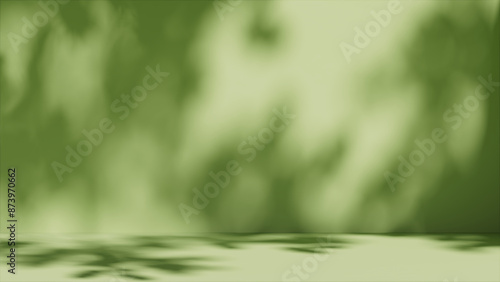 3D green background with tree leaves shadow. Natural, organic beauty, cosmetics, product display.  3D render mockup. Minimal trendy botanical illustration for branding.