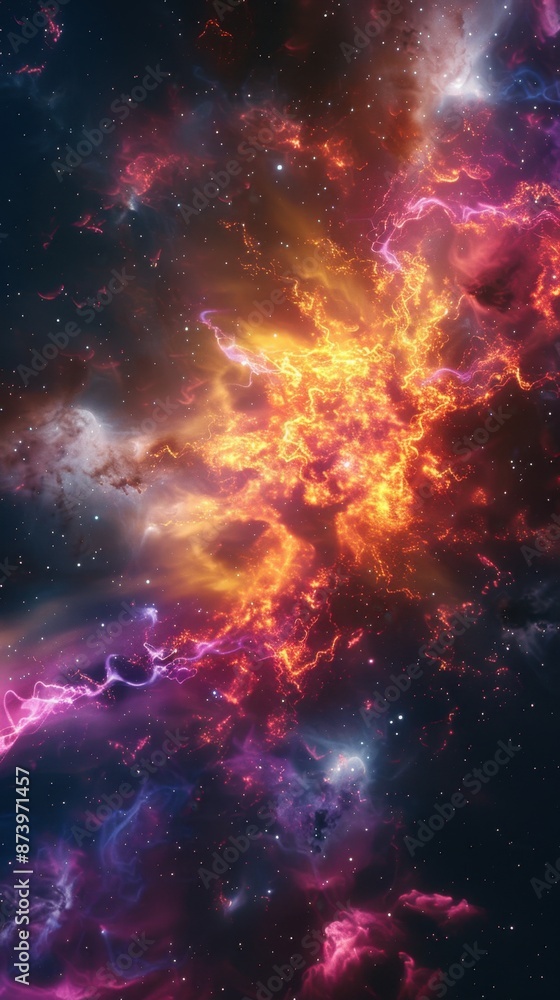 A vibrant cosmic scene with swirling nebulae in hues of purple, blue, and orange, dotted with countless stars. The image captures the ethereal beauty and vastness of space. A vibrant cosmic scene with swirling nebulae in hues of purple, blue, and orange, dotted with countless stars. The image captures the ethereal beauty and vastness of space.