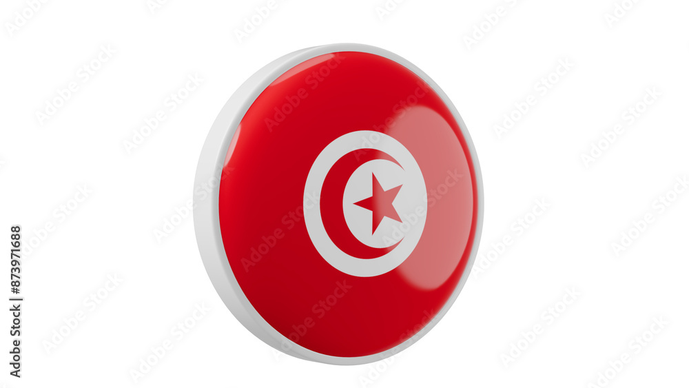 Tunisia Circle flag icon . Transparent backgound. 3d rendered with alpha channel. Round shape. Tunisia Circle flag icon . Transparent backgound. 3d rendered with alpha channel. Round shape.
