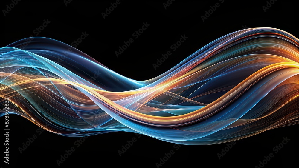 Abstract undulating form with dynamic wisps on black background, monochrome, elegance, abstract, dynamic, undulating Abstract undulating form with dynamic wisps on black background, monochrome, elegance, abstract, dynamic, undulating