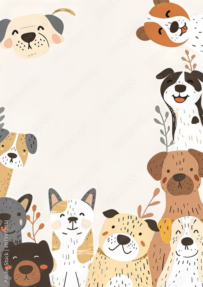 Fototapeta premium Playful pooches and curious kitty companions gather for a cute and cuddly adventure