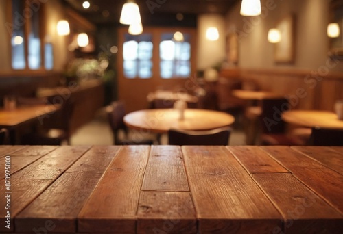 Wooden board empty table in front of blurred background Mockup restaurants, Kitchen, sea beach, Nature