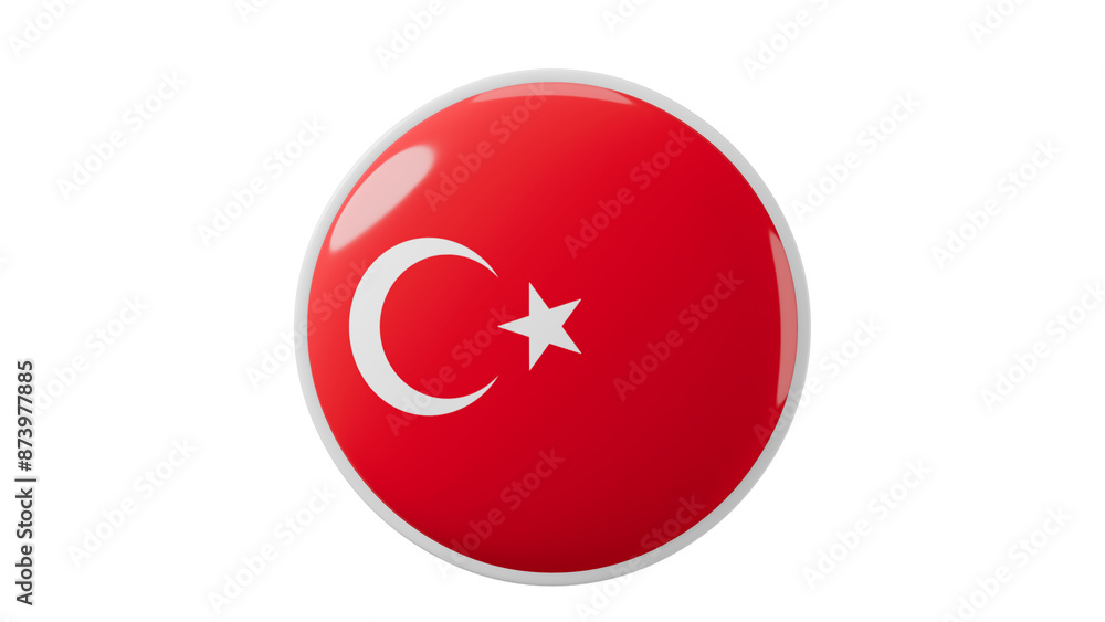 Turkey, turkish Circle flag icon . Transparent backgound. 3d rendered with alpha channel. Round shape. Turkey, turkish Circle flag icon . Transparent backgound. 3d rendered with alpha channel. Round shape.
