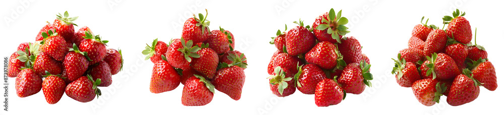 Red fresh pile of strawberry fruits, PNG set Red fresh pile of strawberry fruits, PNG set