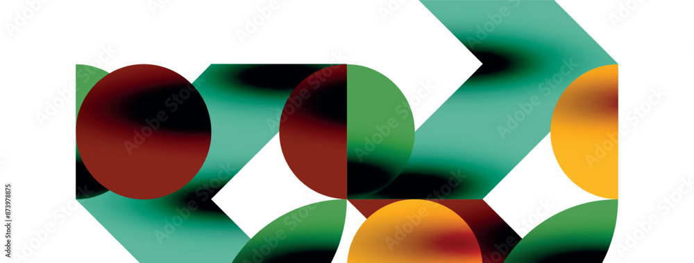 Metal color circles with shadows and other geometric elements composition for wallpaper, banner, background or landing Metal color circles with shadows and other geometric elements composition for wallpaper, banner, background or landing